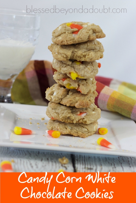 Candy Corn White Chocolate Chip Cookies are so FUN for Fall. Make them today!
