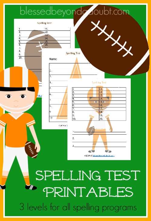 FREE Football Spelling Test Printables. Perfect for weekly pretests or homeschool families.