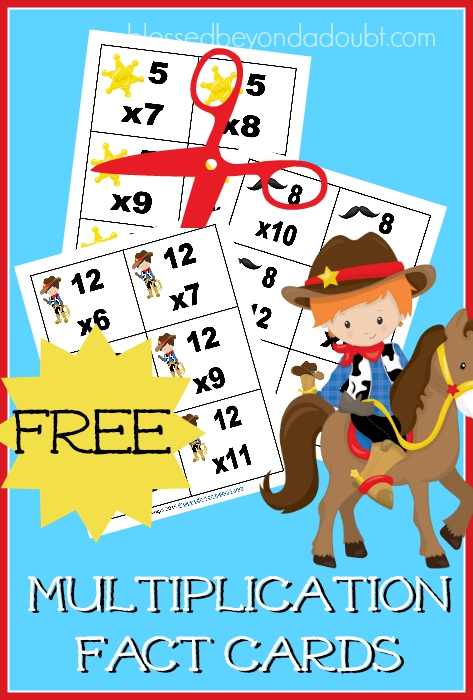 Cut these cowboy themed multiplication fact cards out for your child. They will have fun playing beat the clock with these free printables.