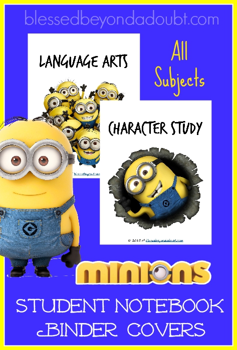 FREE Minions student binder covers. They are FREE in all subjects.
