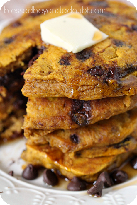 Oh my! Pumpkin Chocolate Chip Pancakes makes fall mornings even brighter!