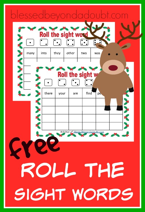 FREE Roll the Sight Words - Christmas edition. Your child will have so much this Christmas season while mastering their sight words.