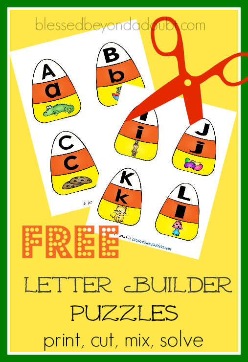 Free candy corn letter builder puzzles. Your child will have fun mastering their letters and sounds with these puzzles.