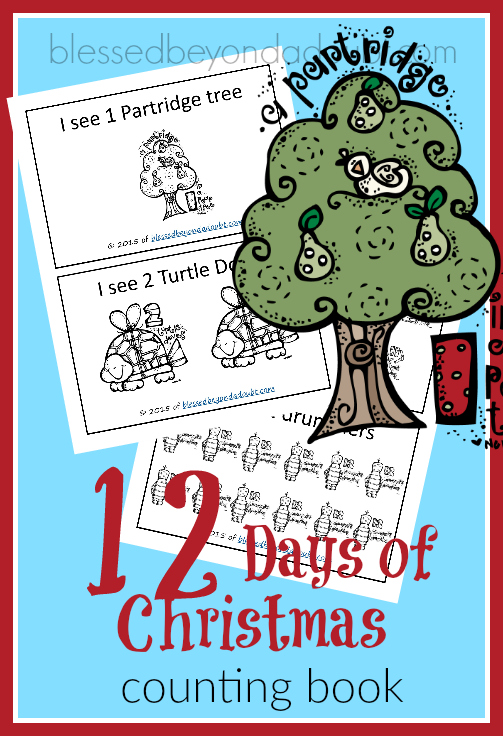 FREE Counting Book - 12 days of Christmas. Simply print, color, and staple together.