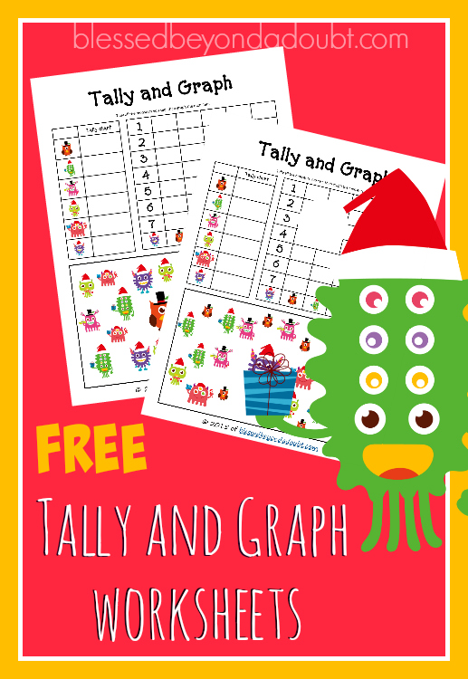 FREE Tally and Graph worksheets with a festive Christmas theme.