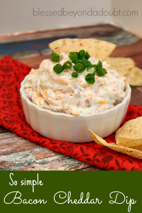 So easy and creamy bacon cheddar dip that's always the hit at a party!