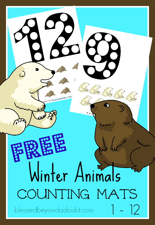 FREE Math Counting Mats with a cute Winter animal theme. The mats go up to 12. Perfect for individual activity.