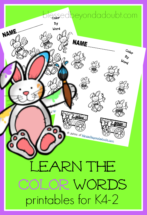Free Learn the color words printables.