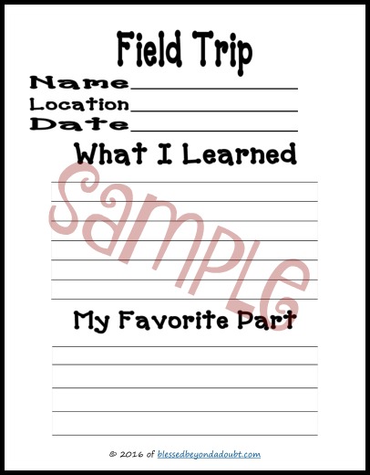 FREE Field trip notebook pages for school and homeschool students. Record and keep your memories.