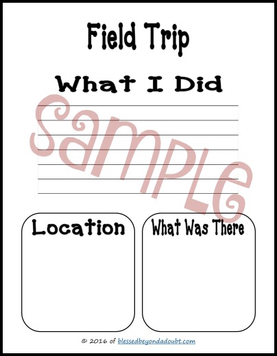 FREE Field trip notebook pages for school and homeschool students. Record and keep your memories.