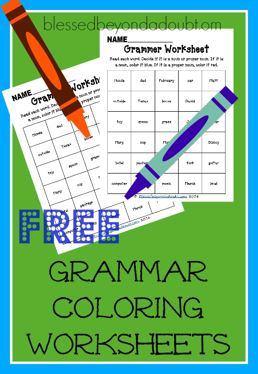 FREE grammar coloring worksheets