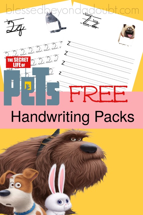 Free The Secret Life of Pets Handwriting Sets. They are available in print and cursive.