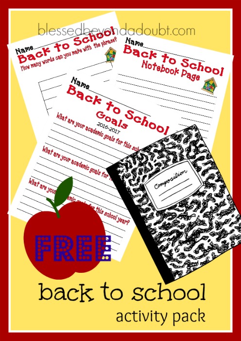 FREE back to school activity pack classrooms and homeschool families.