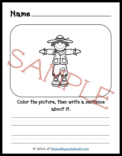 Have your student color the picture and then write a sentence about it. These are perfect for K-2nd grade.