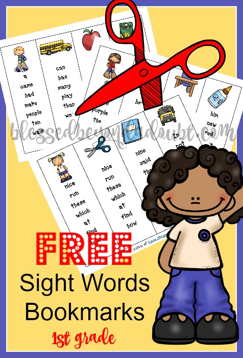 FREE sight words bookmarks for first grade.