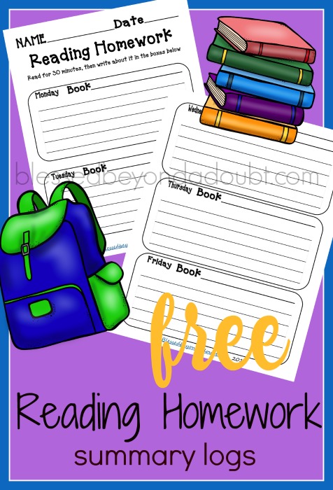 These free reading homework summary logs are perfect for any classroom or homeschool setting. There's a room for the student to write a short summary of what they read each night.