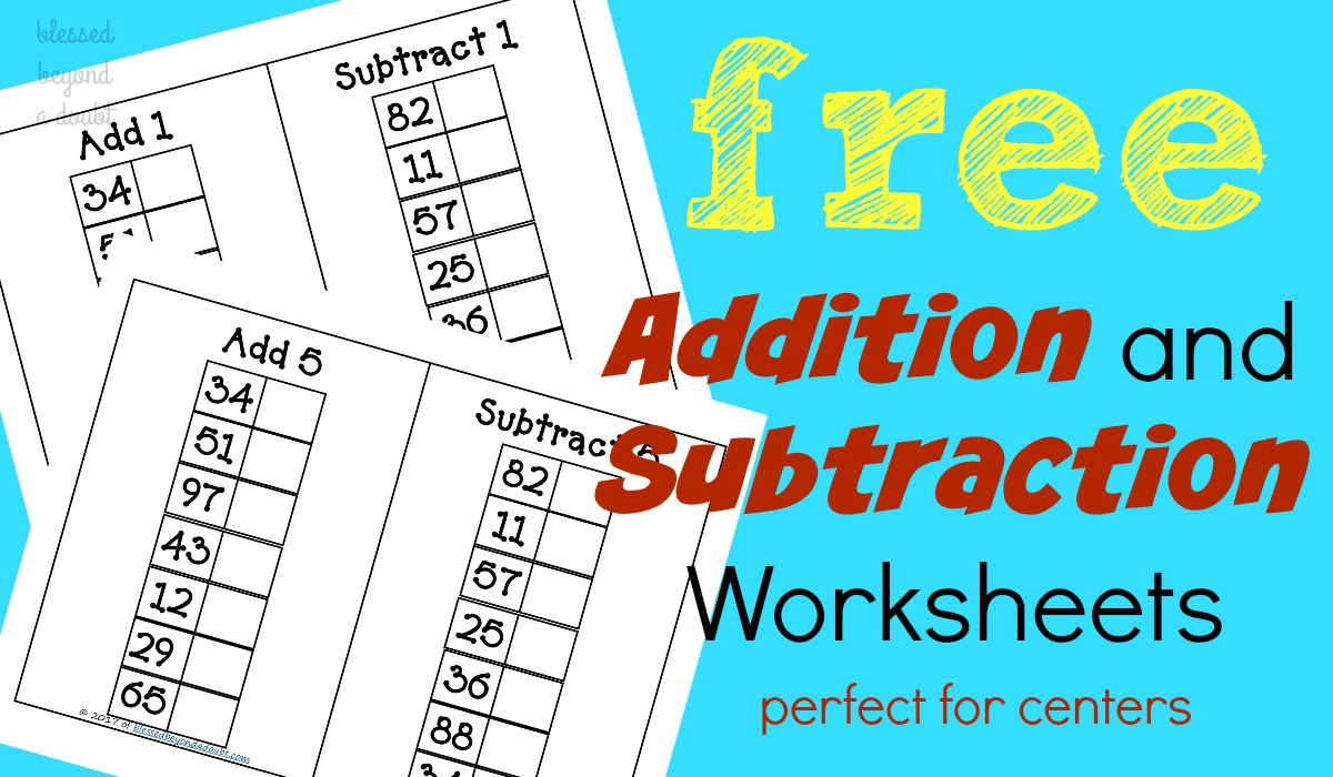 Be sure to grab these free addition and subtraction worksheets. These are fun for classrooms or homeschooling. Check out how I made these free math worksheets into a math station.