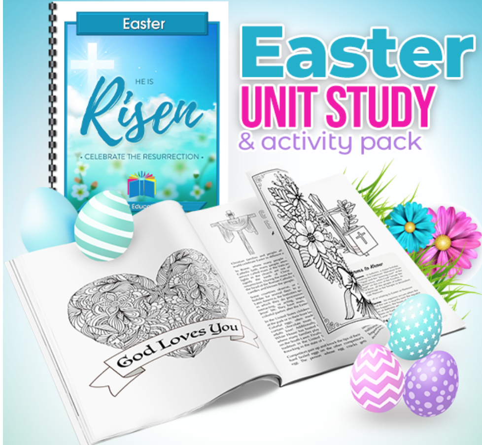 Hurry! For a limited time you can grab this Easter Unit Study for free. #freeunitstudy #freeunitstudyhomeschool #schoolclosure #easterworksheets #distancelearning #homeschool #sundayschool #distancelearningelementary