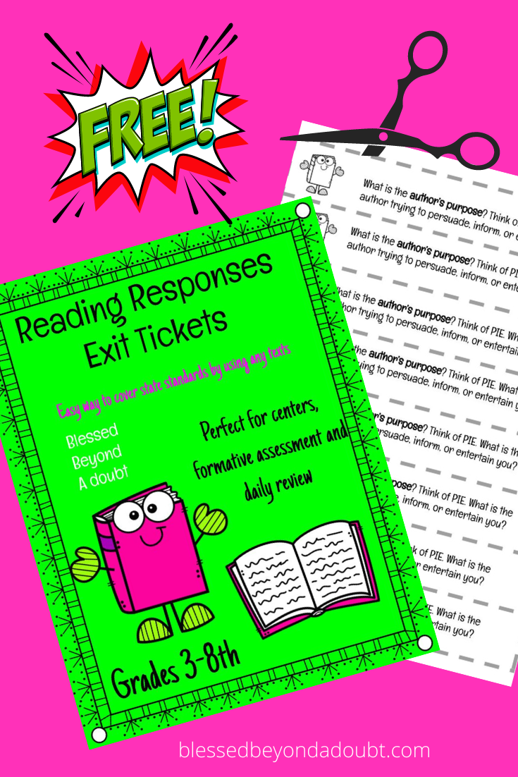 Hurry and grab these free reading response activities for grades 3-8th grade. Use these reading response sheets for centers or exit tickets. #readingresponsequestions #readingresponsesheets #readingresponseworksheets #readingresponseworksheets #readingresponsejournals