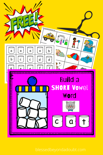 Short vowel words are easy to teach with few materials and lots of fun.