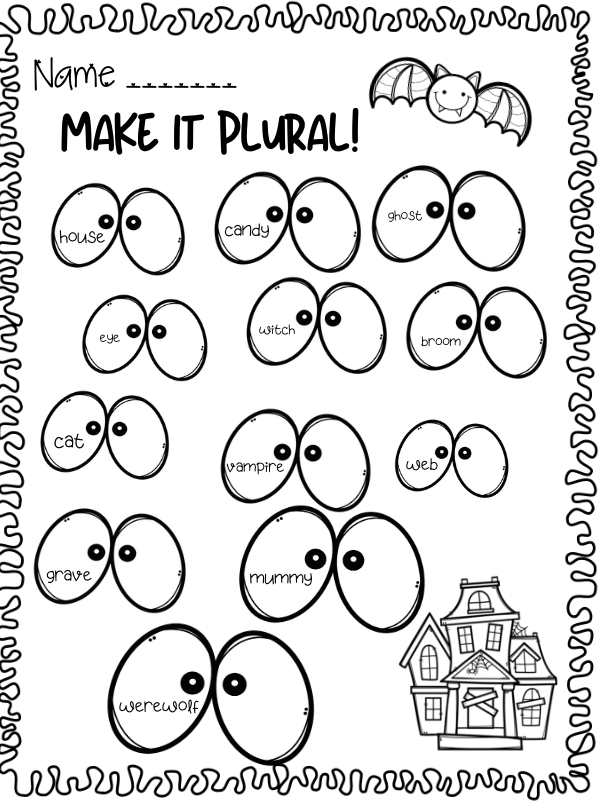 Free Plural Noun Worksheets Halloween Edition Blessed Beyond A Doubt